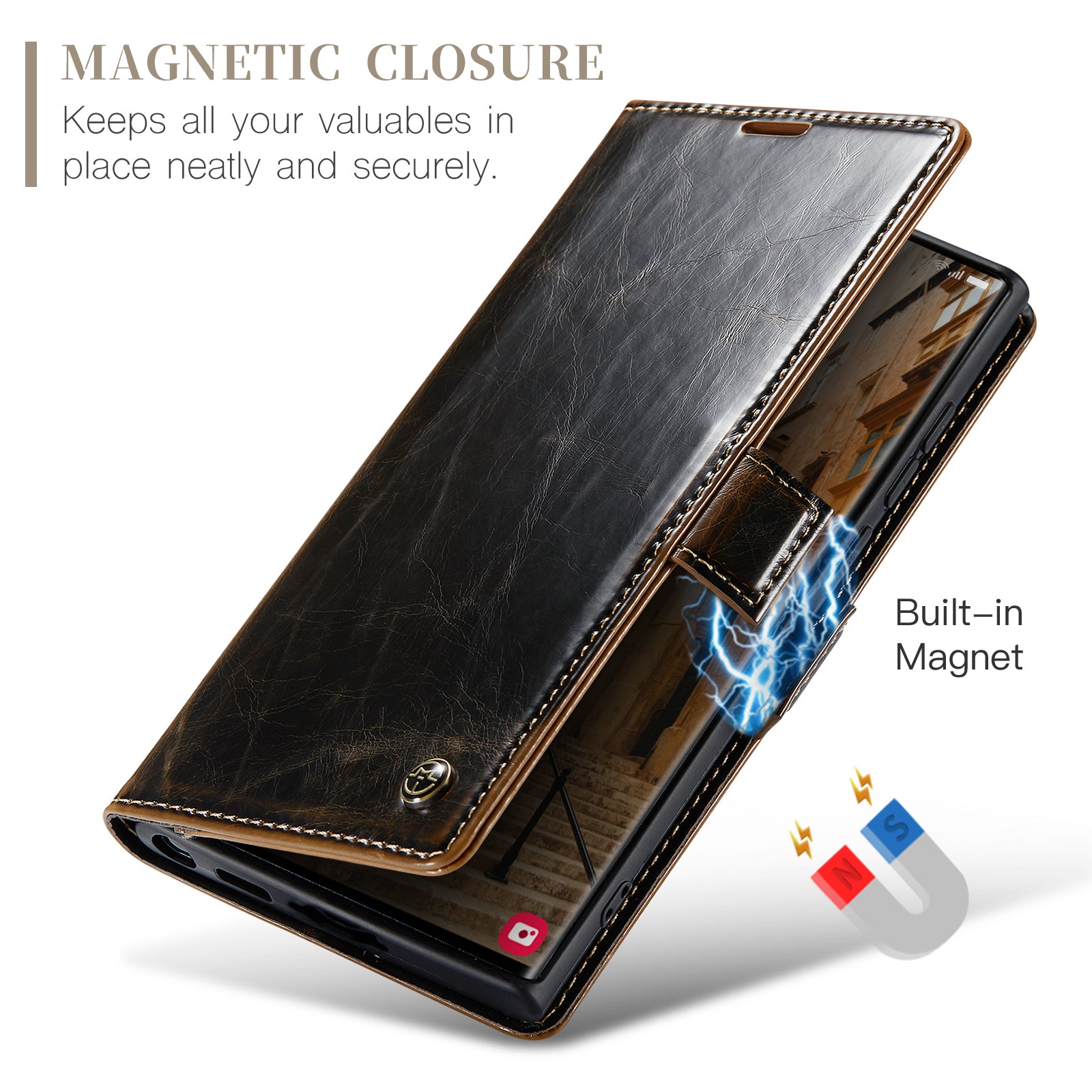 CASEME 003 Series For Samsung Galaxy S23 Ultra Well-protected Waxy Texture PU Leather Stand Case Magnetic Clasp Wallet Phone Cover CASEME 003 Series For Samsung Galaxy S23 Ultra Well-protected Waxy Texture PU Leather Stand Case Magnetic Clasp Wallet Phone Cover